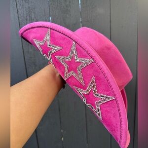 Hot Pink Hat with Embellished Stars